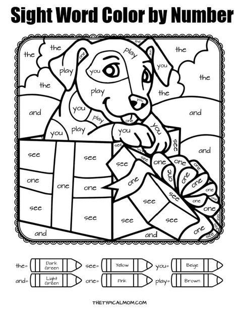 Letter A Coloring Pages, Writing Sight Words, Sight Word Coloring, Color By Number Printable, Sight Word Books, Kindergarten Colors, Sight Words Printables, Kindergarten Coloring Pages, Preschool Colors