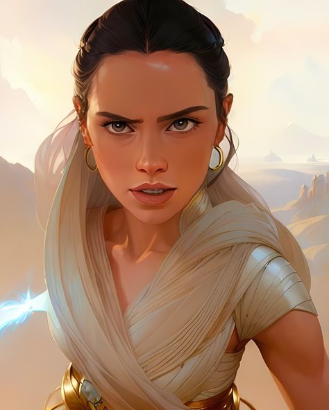 #ai Star Wars Rey Art, Rey Skywalker Fan Art, Rey Art, John Bennett, Rey Skywalker, Dystopian Aesthetic, Rey Star Wars, Daisy Ridley, Live Action Movie