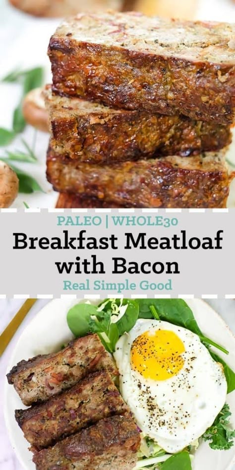 Breakfast Meatloaf, Meatloaf With Bacon, Bacon Vegetables, Power Meals, Paleo Meatloaf, Bacon Meatloaf, Paleo Menu, Whole30 Breakfast, Desayuno Keto