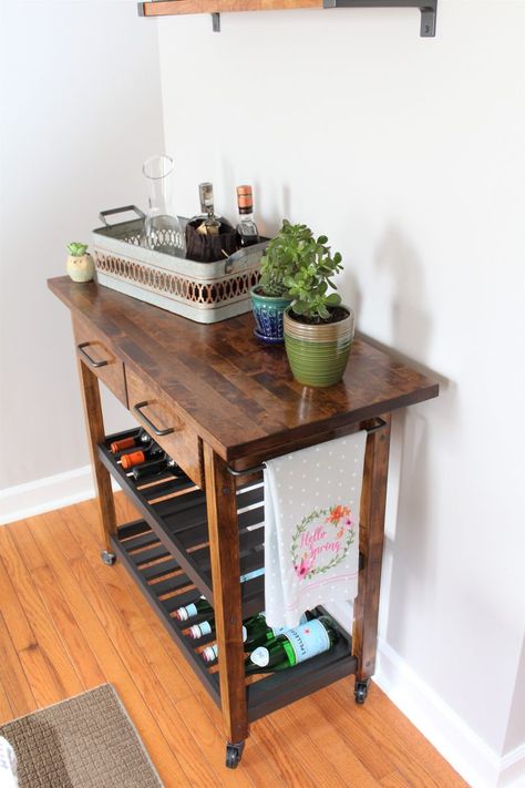 Ikea Forhoja Kitchen Cart Hack - Handmade Weekly Ikea Forhoja Hack, Forhoja Cart Hack, Kitchen Cart Makeover, Ikea Forhoja, Ikea Kitchen Cart, Diy Kitchen Cart, Mom Kitchen, Ikea Kitchen Island, Modern Home Bar