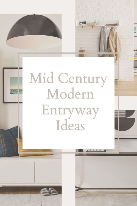 "Welcome Home to Mid Century Modern Style": Transform your entryway into a stunning homage to Mid Century Modern design. This pin guides you through incorporating sleek console tables, sunburst mirrors, and iconic pendant lighting to create a welcoming yet stylish space. Learn how to blend vintage charm with modern aesthetics for an entryway that makes a lasting impression. Mid Century Mud Room Ideas, Mid Century Hallway Ideas, Entryway Ideas Mid Century Modern, Midcentury Entry Way, Midcentury Modern Entry Way, Mcm Foyer, Mid Century Modern Entryway Ideas, Entrance Furniture Modern, Mid Century Modern Entrance