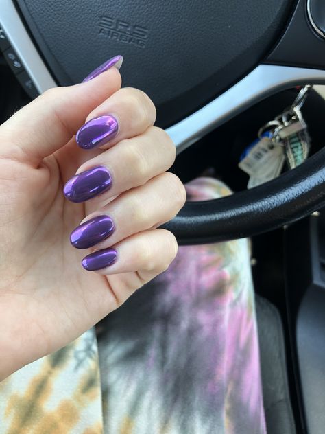 Ultra Violet Nails, Chrome Violet Nails, Purple Chrome Dip Powder Nails, Dark Purple Nails Chrome, Purple Monochrome Nails, Deep Purple Nail Ideas, Purple Chrome Nails Short, Violet Chrome Nails, Purple Chrome Almond Nails