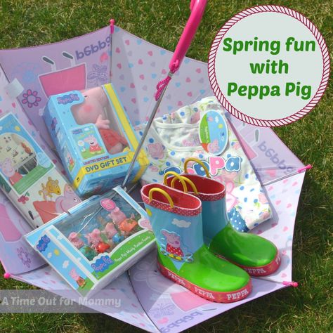 Something Different- A Peppa Pig Easter Basket! Peppa Pig Easter Basket Ideas, Peppa Pig Gift Ideas, Peppa Pig Easter Basket, Peppa Pig Easter, Umbrella Basket, Homemade Easter Baskets, Unique Easter Baskets, Creative Easter Baskets, Moana Theme