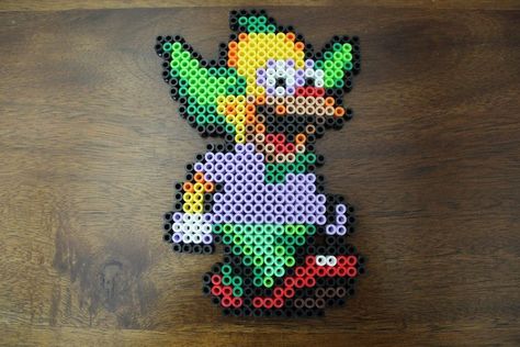 Clown Perler Beads, Clown Perler, Simpsons Krusty, Krusty The Clown, Blue Stone Pendant, The Clown, Perler Bead Art, Fuse Beads, Perler Bead