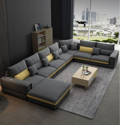 U Type Sofa Design, Luxurious Sofas Modern, 7 Seater Sofa Design Living Rooms, 7 Seater Sofa Design, Sofa Design Living Rooms Luxury, Sofa Couch Design, Trendy Sofas, Luxury Sofa Living Room, Sofa Design Wood