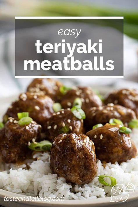 These Teriyaki Meatballs are made with a delicious homemade teriyaki sauce that is super easy and fast. The meatballs are juicy and flavorful, and the sauce is sweet, tangy, and savory. This recipe is perfect for a quick and easy weeknight dinner, or for a party appetizer. Easy Teriyaki Meatballs, Teriyaki Meatballs Recipe, Bbq Grape Jelly Meatballs, Teriyaki Meatballs, Grape Jelly Meatballs, Teriyaki Glaze, Meatball Sauce, Homemade Meatballs, Homemade Teriyaki Sauce