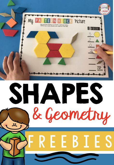 FREEBIES - Kindergarten and First Grade Math Unit - Geometry and Shapes - 2D shapes and 3D solids - math centers - assessments - unit plans - worksheets and FREE printables #kindergarten #kindergartenmath #geometry #shapes #prek Grade 1 Centers Activities, Geometry Activities For Kindergarten, Geometry Kindergarten, Kindergarten Centres, Shape Activities Kindergarten, Kindergarten Geometry, Shapes Kindergarten, Geometry Shapes, Kindergarten Freebies