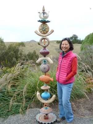 I've wanted to make a GARDEN TOTEM after I saw my fellow neighbor's; she is a ceramicist, too.  -- by Occidental Pottery and Wood Totem Pole Art, Garden Totem, Art Pole, Garden Totems, Garden Poles, Pole Art, Sculptures Céramiques, Garden Whimsy, Garden Pottery