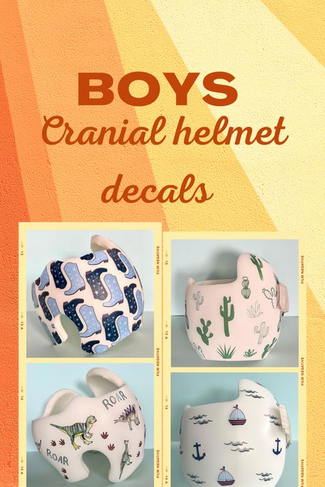 Docband Decals, Doc Band Designs, Stickers For Helmet, Plagiocephaly Helmets Design, Doc Band Designs Boy, Decorating Cranial Helmet, Cranial Helmet Designs, Cranial Helmet Designs Boys, Baby Helmet Design Girls Ideas