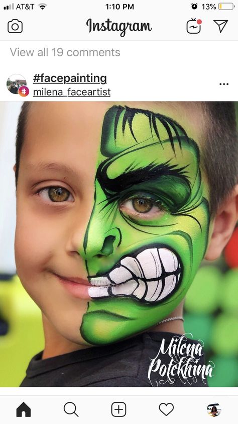 Hulk Face Paint, Spider Man Face Paint, Spider Face Painting, Hulk Face, Monster Face Painting, Superhero Face Painting, Spider Face, Festival Face Paint, Face Painting For Boys