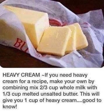 Homemade Heavy Cream, Heavy Cream Recipes, Heavy Cream Substitute, Cajun Recipes Authentic, Cooking Substitutions, The Slow Roasted Italian, Homemade Condiments, Baking Substitutes, Food Substitutions