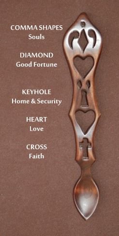 Lovespoon Meanings - The Lovespoon Gallery Spoon Carving Patterns, Welsh Symbols, Welsh Ancestry, Welsh Culture, Celtic Images, Stone Hearth, Welsh Love Spoons, Ceramic Hearts, Clan Tartans