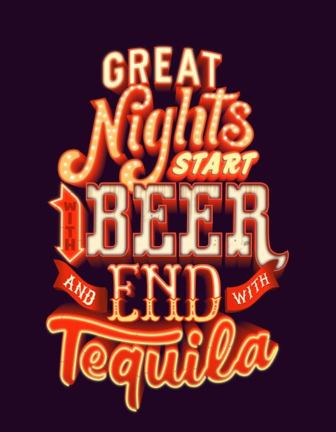 Great nights on Behance Vegas Typography, Punk Typography, Performance Aesthetic, Bartender Drinks Recipes, Casino Design, Neon Typography, Circus Design, Retro Signs, Las Vegas Sign