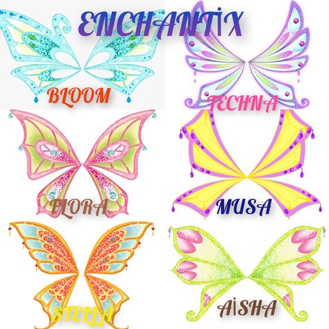 Winx Club Wings Tattoo, Winx Enchantix Wings, Winx Wings Tattoo, Flora Enchantix Wings, Winx Club Tattoo Ideas, Winx Club Enchantix Wings, Winx Tattoos, Winx Club Wings, Winx Club Tattoo