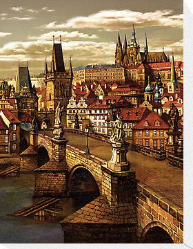 Prague Charles bridge  by Victoria Francisco Prague Charles Bridge, Prague City, Open Air Theater, Charles Bridge, Cityscape Art, Prague Czech Republic, Orchid Care, Central Europe, Street Scenes