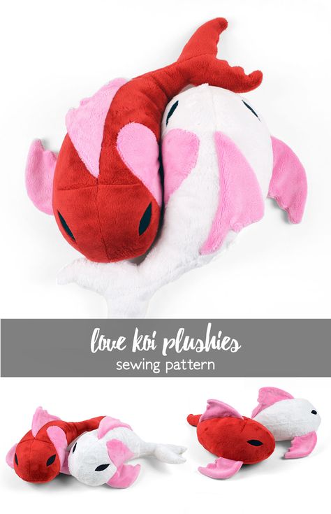 Free Pattern Friday! Love Koi Plushies Sister Ideas, Secret Sister, Sewing Stuffed Animals, Plushie Patterns, Sewing Tutorials Free, Beginner Sewing Projects Easy, Creative Corner, Leftover Fabric, Plush Pattern