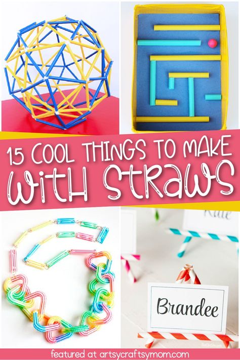 Drinking Straw Crafts – 15 Cool Things to Make with Straws at home. Straw Flowers, decorations, 3D models, and more! Plastic Straw Crafts, Eiffel Tower Craft, Straw Activities, Paper Straws Crafts, Drinking Straw Crafts, Straw Art, Diy Straw, Straw Crafts, Summer Coolers