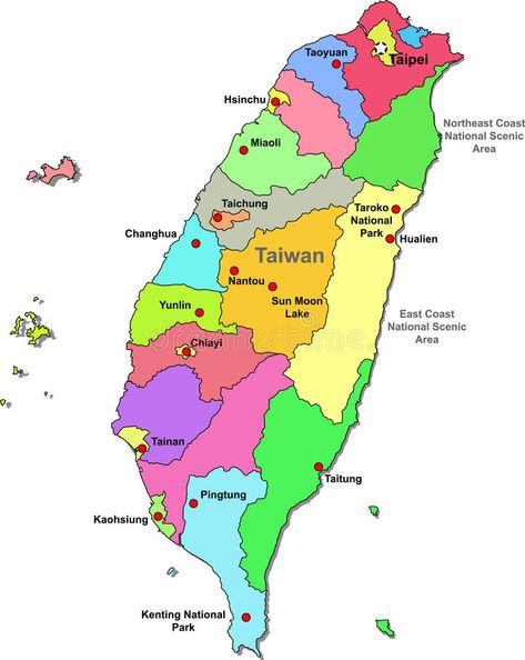 Taiwan map. Color Taiwan map with regions on a white background , #AFF, #Color, #map, #Taiwan, #background, #white #ad Taiwan Map, Taiwan Image, Kenting, Taichung Taiwan, India Map, Taiwan Travel, Kaohsiung, Tainan, Taichung