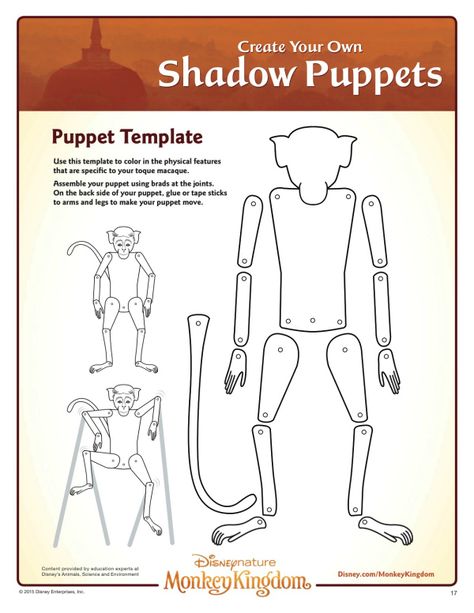 Free Printable Disney Monkey Kingdom Printable Shadow Puppet Craft Shadow Puppet Templates Free Printable, Easy Shadow Puppets, Shadow Puppets Printable Free, Wayang Kulit Puppet Template Printable, Wayang Kulit Puppet Template, Indian Shadow Puppets, Wayang Kulit Puppet Pattern, Indonesian Shadow Puppets, Indonesian Puppets