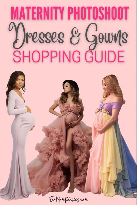 A shopping guide to beautiful maternity photoshoot dresses for timeless bump photos! #photoshoot #maternityphotography #maternityshoot #pregnancy Pregnancy Dresses For Photoshoot, Dresses For Maternity Photoshoot, Maternity Photo Shoot Dress Ideas, Rainbow Maternity Dress, Pregnancy Photoshoot Dress, Maternity Outfits For Photoshoot, Best Maternity Photoshoot, Maternity Photo Dresses, Maternity Photoshoot Dresses