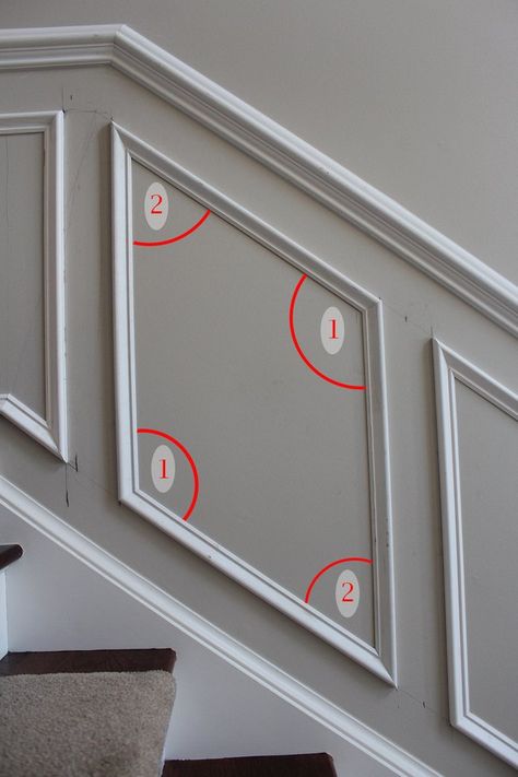 How to Cut Crown Molding on a 45-Degree Angle Box Trim, Stair Paneling, Diy Wainscoting, Staircase Makeover, Wall Trim, 아파트 인테리어, Wall Molding, Wainscoting, Hallway Decorating