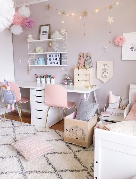 pink study corner girls room Amelie Room, Design Ložnic, Shared Girls Room, Girl Bedrooms, Cute Bedroom Ideas, Pink Bedrooms, Girl Bedroom Designs, Daughters Room