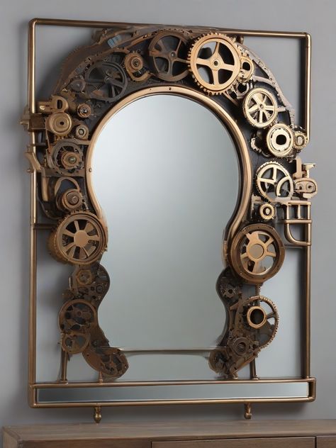 Introduce metallic symmetry to your space with ‘Metallic Symmetry’ gears wall mirror. The precisely arranged cogs create a visually stunning focal point in your home decor. 🪞🔩✨ #GearsWallMirror #MetallicSymmetry #IndustrialDesign #PinterestMetallicSpaces Steampunk Mirror, Functional Furniture, Furniture Pieces, Decor Project, Wall Mirror, Furniture Ideas, Industrial Design, Mirror Wall, Focal Point