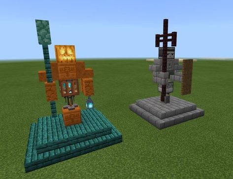 Minecraft Inventions, Minecraft Halloween Builds, Minecraft Temple, Statue Ideas, Minecraft Fountain, Minecraft Pumpkin, Minecraft Halloween, Minecraft Kingdom, Minecraft Statues