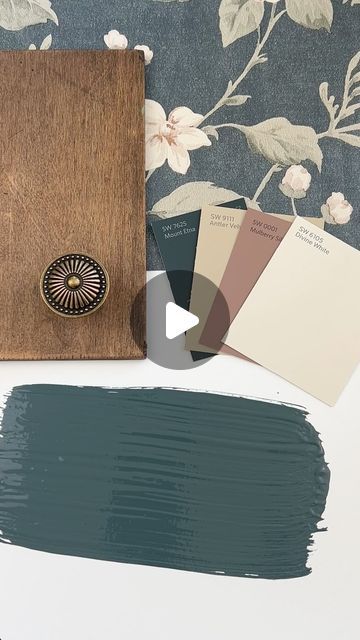 Loralee AhMu on Instagram: "Details👇🏼

Sherwin Williams’ Mount Etna is a rich, moody color that brings a bold yet grounded vibe to any space. 

This deep blue creates a dramatic backdrop that can work in a variety of design styles, from modern to traditional. 

It has a sophisticated depth that makes it perfect for an accent wall, cabinetry, or even a front door, adding a touch of elegance without feeling too overpowering. 

What’s great about Mount Etna is that it pairs beautifully with a range of colors and materials. You can easily combine it with crisp whites for contrast, warm wood tones to bring in a cozy feel, or soft neutrals for balance. 

✨Have you tried this color in your home? We’d love to hear your thoughts about this color.

✨ Would you like a link to the wallpaper, swatche Mount Etna Sherwin Williams Color Palettes, Teal Paint Colors, Sherwin Williams Color Palette, Teal Paint, Sherwin Williams Colors, Wallpaper Decor, Exterior Decor, Sherwin Williams, Interior Paint