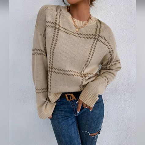 Chic Plaid Pullover Knit Sweater Top * Long Sleeve * Round Neck * Dropped Shoulder * Ribbed Knit Trim * Soft Lightweight Stretch Pullover *Approximate Unstretched Measurements* Xs (2) * Bust * 40" * Sleeve Length 19.75" * Length 21.5" Small (4) * Bust * 41.5" * Sleeve Length 20" * Length 22" Medium (6) * Bust * 43" * Sleeve Length 20.25" * Length 22.25" Large (8/10) * Bust * 45.5" * Sleeve Length 20.5" * Length 23" Xl (12) * Bust * 48" * Sleeve Length 20.75" * Length 23.5" * On Order. Will Ship Oversize Pullover, Plaid Pullover, Drop Shoulder Sweater, Stylish Sweaters, Drop Shoulder Sweaters, Oversized Pullover, Pink Plaid, Shoulder Sweater, Womens Plaid