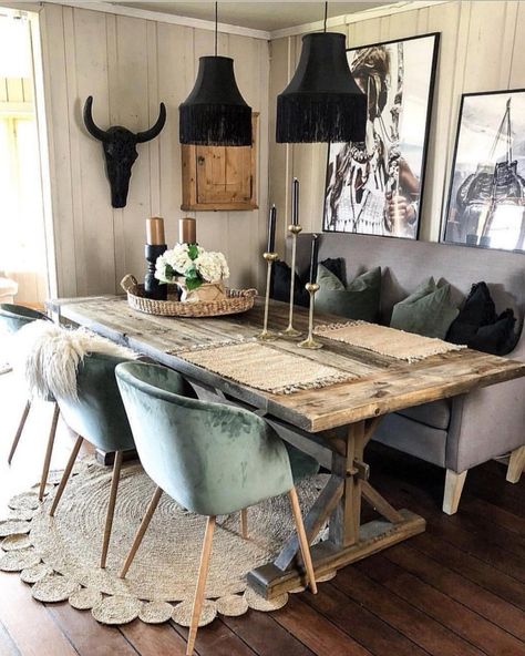 Dining Room Blue, Interior Design Rustic, Design Del Prodotto, Western Home Decor, Farmhouse Dining Room, Home Design Decor, Farmhouse Dining, Rustic Interiors, Dining Room Design