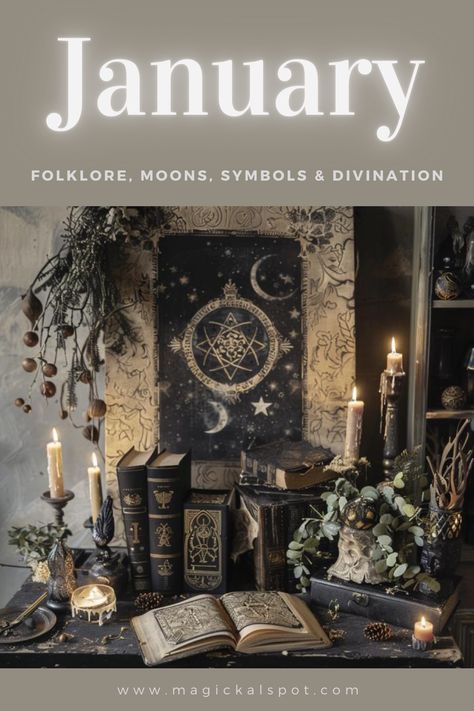 Welcome the new year with ❄️ January's 'Folklore, Moons, Symbols & Divination.' Delve into this month's cold beauty, its full moon magic, and the traditions that define it. 🌕✨ Explore January's symbols of renewal and beginnings, and how to use divination to set your intentions. Perfect for those seeking guidance and fresh starts. Embrace the quiet power and promise of January in your spiritual journey. 🚪🔮 Witchy Hobbies, Winter Witchcraft, January Season, Pagan New Year, January Vibes, Full Moon Magic, January Mood, Pagan Life, Cold Beauty