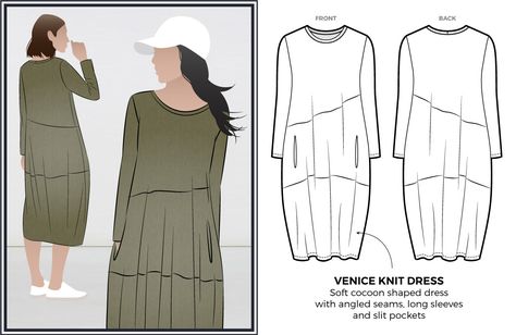 Magazine – Style Arc Style Arc, Knit Dress Pattern, Cocoon Dress, Couture Style, Womens Knit Dresses, Sophisticated Dress, Dress Sewing Pattern, Dress Sewing, Dress Sewing Patterns