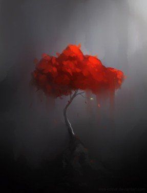 "Hope" | Artist: Ales Kotnick Red Trees, Trees Painting, Red Tree, 영감을 주는 캐릭터, Tree Art, Tree Painting, Art Works, Amazing Art, Painting & Drawing