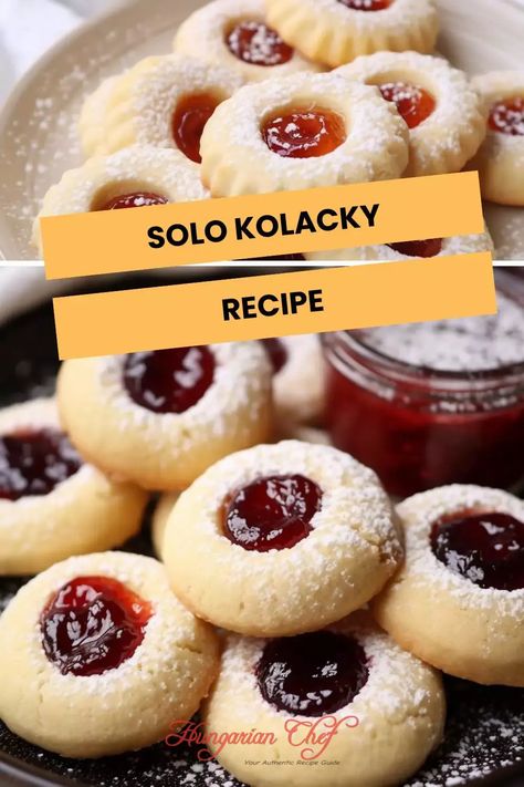 Solo Kolacky Recipe – Hungarian Chef Kolachy Cookies Easy, Hungarian Christmas Cookies, Kolachi Cookies, Hungarian Desserts Easy, Hungarian Cookies Recipes, Hungarian Gingerbread Cookies, Hungarian Crescent Cookies, Polish Cookies Kolacky, Hungarian Kiffles Recipe