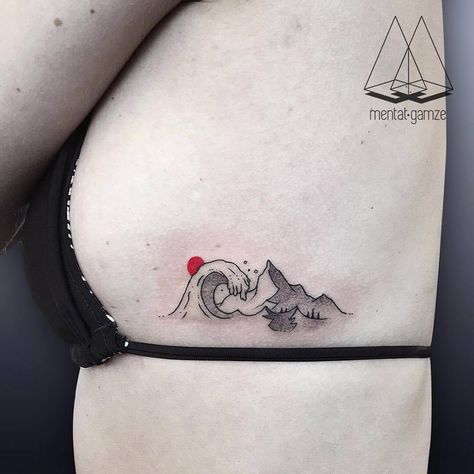 Henna Designs Drawing, Rib Cage Tattoo, Moutain Tattoos, Cage Tattoo, Mountain And Sea, Basic Tattoos, Ribcage Tattoo, B Tattoo, Mountain Tattoo