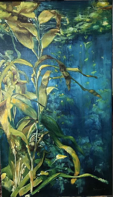 Kelp Forest Watercolor, Kelp Painting, Underwater Art Painting, Kelp Art, Marine Life Painting, Seaweed Painting, Seaweed Art, Aquatic Art, Underwater Painting