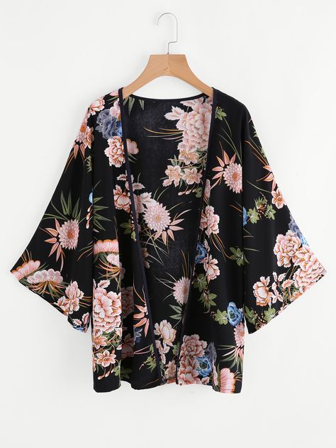 Shop Botanical Print Kimono online. SheIn offers Botanical Print Kimono & more to fit your fashionable needs. Outer Style, Kimono Styles, Moda Kimono, Kimono Online, Mode Kimono, Womens Kimono, Print Kimonos, Modest Fashion Outfits, Indian Fashion Dresses