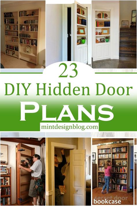 Bookshelf Closet Door Diy, Hidden Door To Stairs, Bookshelf Closet Doors, Hidden Room Ideas Secret Passage, Secret Door Design Ideas, Rolling Bookcase Door, Shelves On Door, Library Around Door, Diy Murphy Door Bookcases