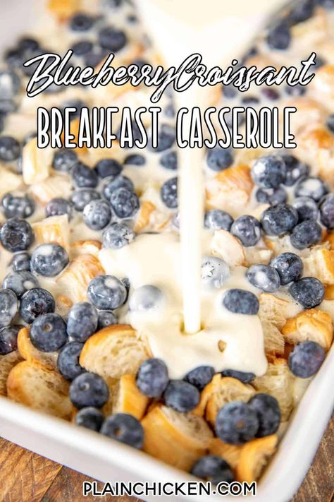 Honey Ham Biscuit Sliders, Breakfast Casserole With Crescent, Breakfast Casserole With Crescent Rolls, Casserole With Crescent Rolls, Blueberry Croissant Bake, Blueberry Breakfast Casserole, Fruit Salad With Cream, Blueberry Croissant, Croissant Breakfast Casserole