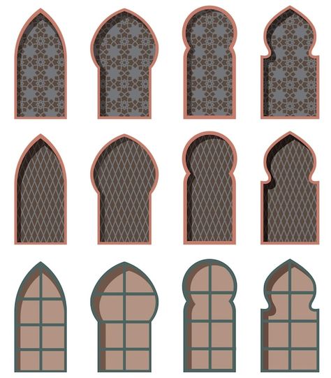 Premium Vector | Islamic windows and doors with arabian art ornament pattern set Window Cartoon, House Clipart, Arabian Art, Art Ornament, Alphabet Crafts, Cartoon Cartoon, Ornament Pattern, Clipart Cartoon, Cartoon Drawing