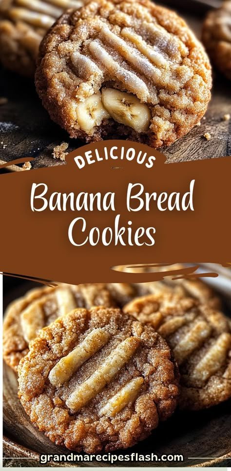 These Banana Bread Cookies are a quick, easy treat with just 6 ingredients! Soft, sweet, and a perfect blend of banana bread flavors in cookie form. Recipe With 1 Banana, Baked Breakfast Dessert, Cool Bread Recipes, Easy Banana Baking Recipes, Recipes Using 1 Banana, Banana Bread Scones Recipe, What To Cook With Bananas, Banana Shortbread Cookies, Banana Bread Cookies Gluten Free