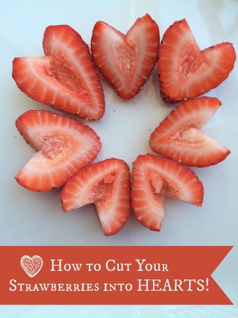 Fast and Easy Directions on How to Cut Your Strawberries into Hearts. This is perfect for Kabobs, Fruit Salads or other Valentine's Displays. Fruit Kabobs Display, Fruit Kabobs Kids, Cut Strawberries, Fruit Diet, Fruit Ideas, Vegetable Shop, Fruit Animals, Fruit Packaging, Strawberry Hearts