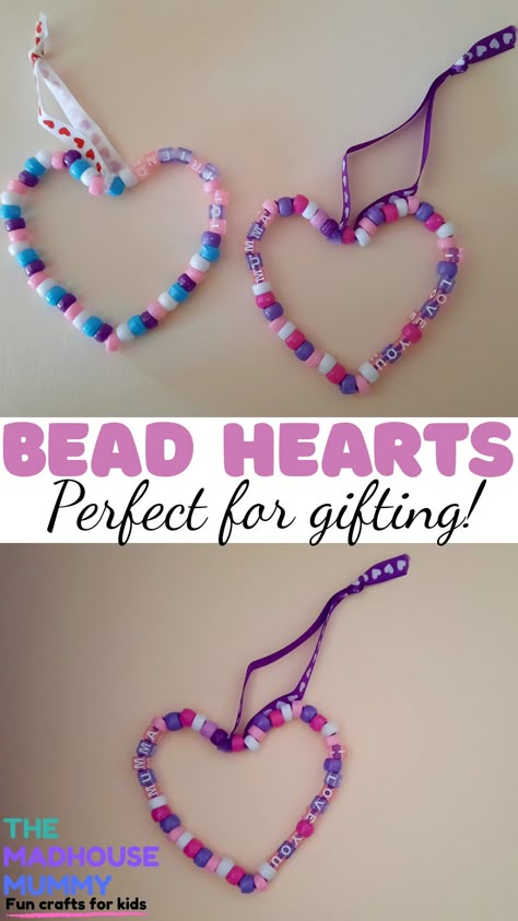 Mummy Crafts, Valentines Activities, Easy Valentine Crafts, February Crafts, Valentine Art, Preschool Valentines, Beaded Heart, Valentine Activities, Valentine Crafts For Kids