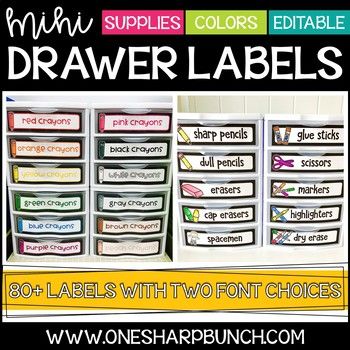 Sterilite Drawer Labels, One Sharp Bunch, Labels For Classroom, Class Labels, Feeling Blah, Teacher Toolbox Labels, Sharp Pencils, Drawer Labels, Classroom Layout