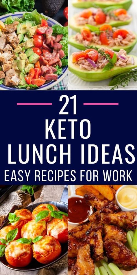 Fabulous packable low carb, keto lunch recipes to take on the go to work, school, or enjoy at home! Make life easy with these low carb, ketogenic diet recipes for lunch! Whether you’re looking for quick and easy chicken, or prefer to meal prep a beef taco bowl your lunch is covered with these easy keto recipes! Don’t miss the tuna salad stuffed avocados! Diet Recipes For Lunch, Keto Lunch Recipes, Diet Lunch Ideas, Stuffed Avocados, Taco Bowl, Meal Prep Plans, Keto Lunch Ideas, Low Carb Diets, Keto Lunch