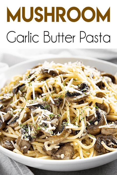 Butter Mushroom Pasta, Pasta Mushroom, Mushroom Garlic, Garlic Butter Pasta, Garlic Butter Mushrooms, Mushroom Recipes Pasta, Resep Pasta, Butter Pasta, Easy Pasta Dishes