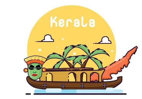 Kerala State Drawing, Keralapiravi Poster Drawing, Kerala Instagram Highlight Icon, Kerala Piravi Poster Drawing, Kerala Piravi Drawings, Kerala Piravi Creative Poster, Kerala Logo, Kerala Illustration, Kerala Drawing