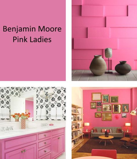 Benjamin Moore Pink Ladies Paint Color - Interiors By Color Bubble Gum Pink Paint Color, Barbie Pink Paint Color, Bright Pink Paint Colors, Benjamin Moore Pink Paint, Pink Paint Colors Behr, Hot Pink Paint Colors, Benjamin Moore Pink Paint Colors, Hot Pink Wall Paint, Benjamin Moore Pink