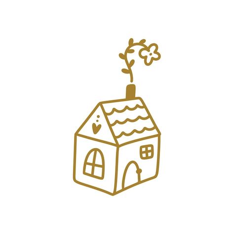 House Branding Logo, Cute House Doodle, Cute Home Illustration, Simple House Illustration, House Cartoon Drawing, Cartoon House Drawing, Cottage Doodle, Doodles House, Build Illustration